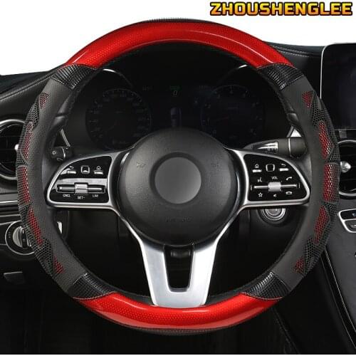 ZHOUSHENGLEE Microfiber Leather Car Steering Wheel Cover For Nissans Qashqai Xtrail t32 Juke Note Tiida Almera Rogue Almera