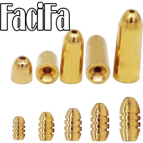 10 pcs Fishing Bullet Weights Stainless Brass Slip Sinker For Fishing Hook Fishing Lure Texas Rig