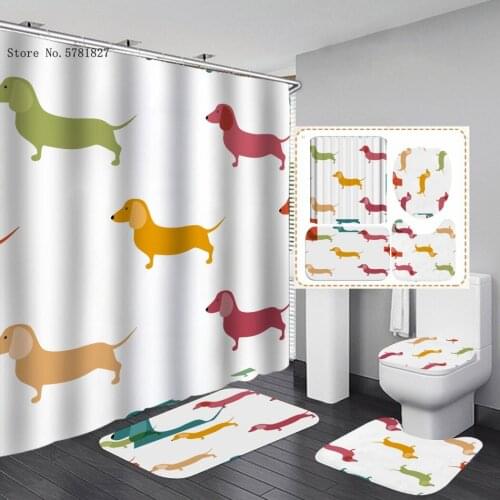 4 Pieces Bathroom Curtains Pet Dog Shower Curtain 3D Printing Dragon Wolf Comfortable And Soft Shower Curtain Kids Bath Set