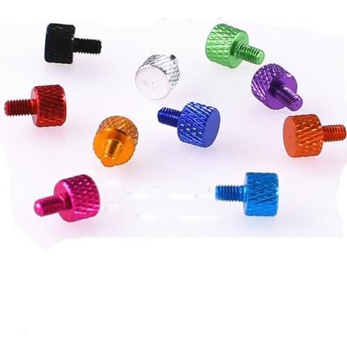 5pcs M3 aluminum alloy pineapple grain knurled hand screws high head big flat headel handle screw color bolts 5mm length