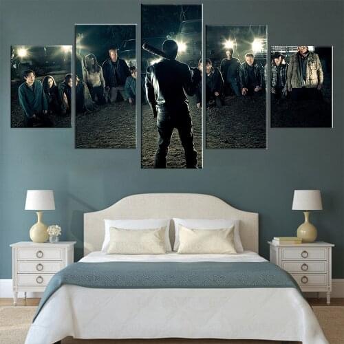 5 Piece Canvas Painting The Walking Dead Movie Poster HD Pictures Wall Art Decorative Paintings for Living Room Wall Decor