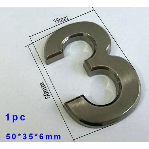 50*35*6mm 1PC Black Plastic House Numbers Hotel Home Door ABS Plating Number Digits Sticker Plate Sign Address Plaque 2018 New
