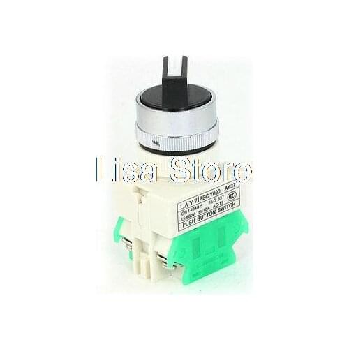 AC 600V 10A 2NO DPST 3 Position Rotary Selector Momentary Push Button Switch