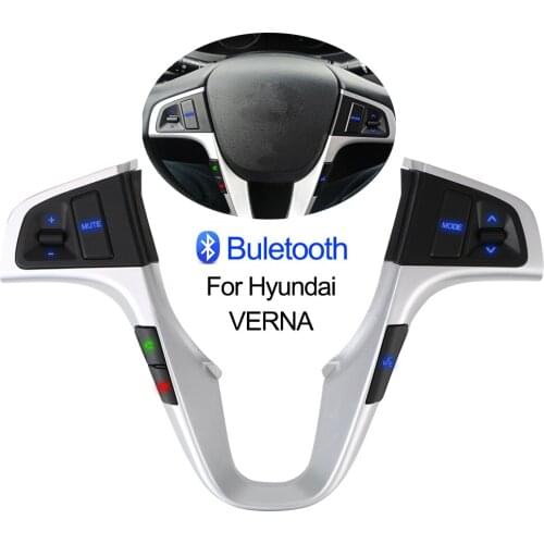 Blue Backlight Car Steering Wheel Control Audio Radio Player Switch Buttons Bluetooth Auto Accessories For Hyundai VERNA SOLARIS