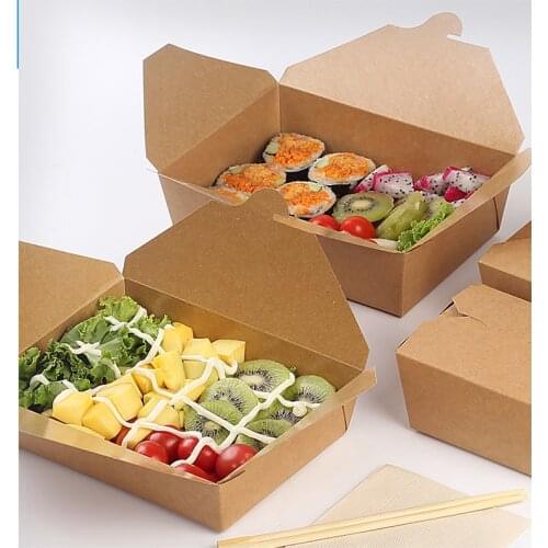 Free Shipping - Parties Catering Supplies, Paper Take Out Food Lunch Boxes -1500ml To Go Containers for Restaurants, 10/Pack