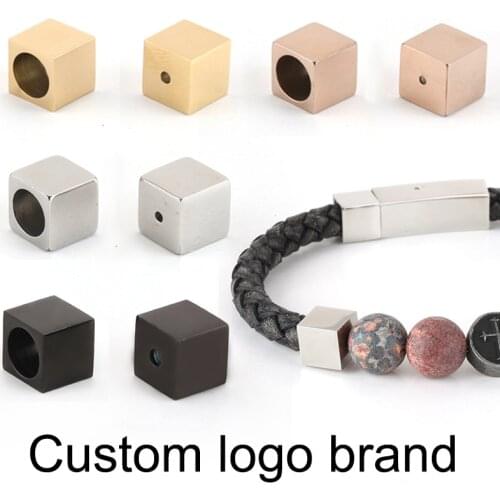 Beads for Jewelry Making Supplise Gold Cube Beads Bracelet Make Diy Accessories Findings Vintage Stainless Steel 2pcs Big Hole