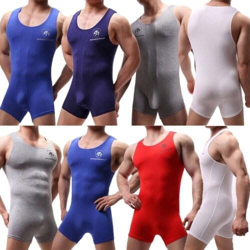 Men Undershirt Leotard Sexy Penis Pouch Jumpsuit Shorts Wresting Singlet Bodysuit Sports Gym Fitness Rompers Underwear Sleepwear