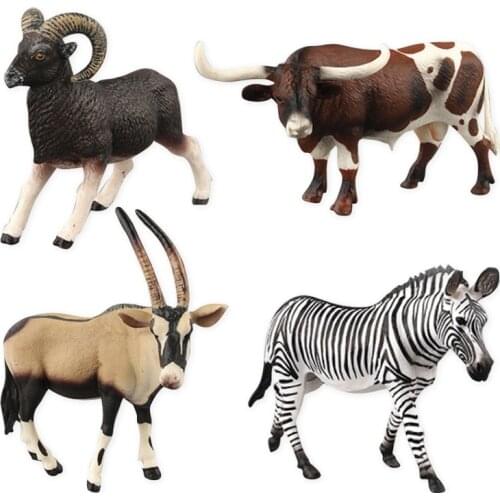 Simulation African Wildlife Antelope/ Zebra Figure Collectible Toys Wild Animal Soft Rubber Cognitive Toys