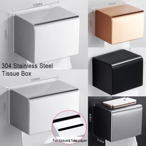 Tissue Box, 304 Stainless Steel Toilet Paper Box Storage Rack, Dual Use Toilet Paper Holder, Non- drilling Bathroom Accessories