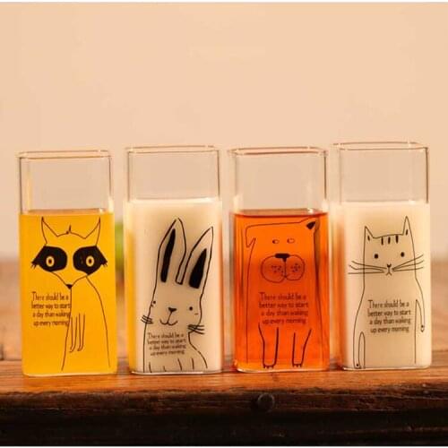 CHUANGGE Creative Cute Animal Coffee Cup Glass Cartoon Kitten Animal DIY Homemade Candle Making Supplies Cup Gift