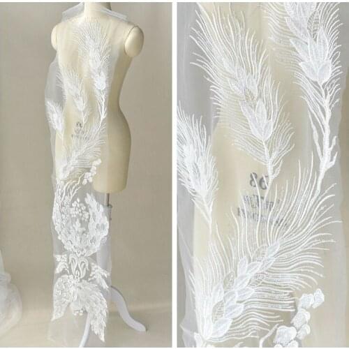 LASUI 32*130cm=1pcs Exquisite Sequin 3D embroidery flowers lace applique Diy Wedding/evening dress decoration accessories 0374