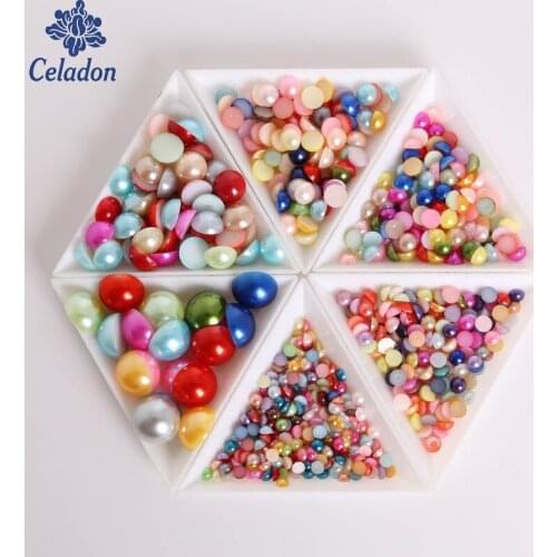 Top Sell 4/5MM White/ivory/Random Mixed Flatback Half Round Plastic ABS Imitation Pearl Beads For Handmade Sewing Accessories