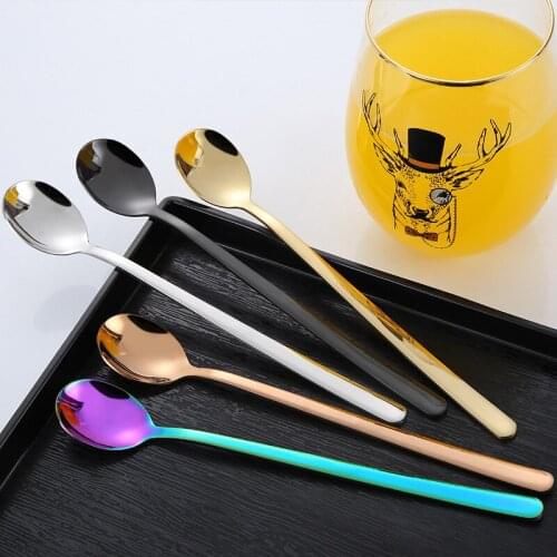 2 pcs 304 stainless steel ice spoon long handle spoon creative dessert honey spoon lengthened mixing spoon kitchen scoop