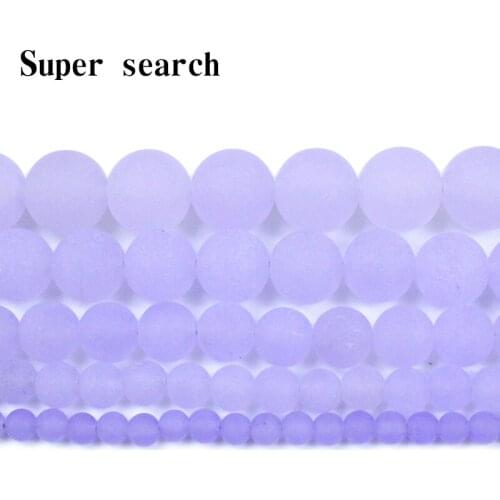 Natural Stone Dull Polish Matte Lilac colour Chalcedony Loose Beads 15" Strand 6 8 10 12MM Pick Size For Jewelry Making Bracelet