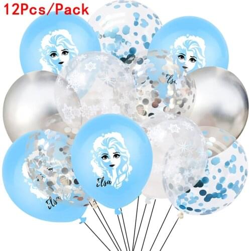 Frozen 2 Princess Theme Sequins Latex Balloons Girls Birthday Party Decor Baby Shower Party Foil Helium Globos Wedding Party