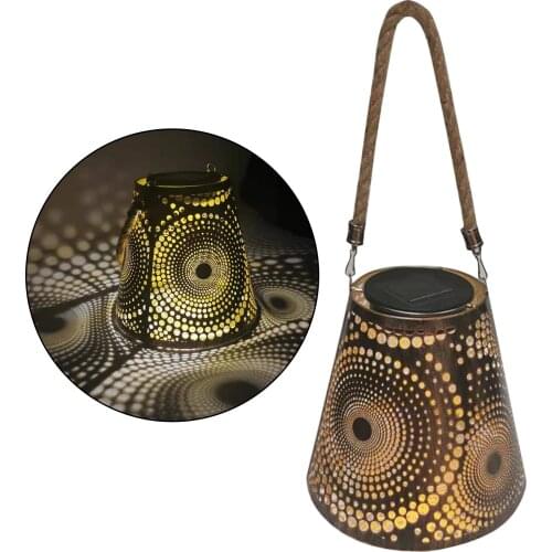 Outdoor ing LED Solar Lantern Garden Landscape Wrought Iron Hollow