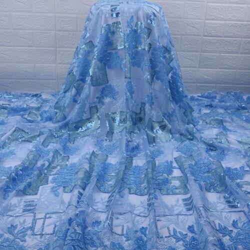 New Nigerian Velvet Bridal Embroidered Lace Fabric 5 Yards French Lace Fabric High Quality African Wedding Sequins Fabric A1752