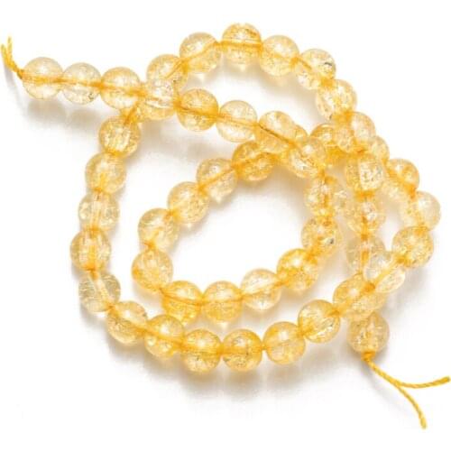 Wholesale Yellow Cracked Glass Beads Natural Beads Stone for Jewelry Making 6mm 8mm 10mm 12mm DIY Bracelet Necklace Earrings