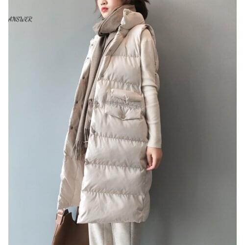 Autumn Winter Cotton Vest Women Ladies Casual Waistcoat Female Sleeveless Long Vest Jacket Slim Fit Warm Puffer Coat