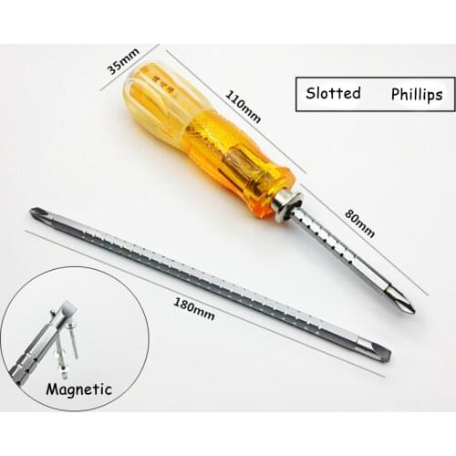 Dual-use Screwdriver Magnetic Slotted Phillips Screwdriver 3 in 1 Adjustable Rod Hand Tool Chrome Vanadium Alloy Steel Accessory