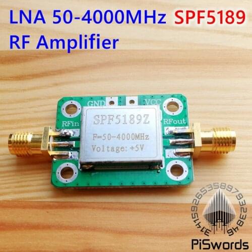 PISWORDS LNA 50-4000MHz SPF5189 NF=0.6dB RF Amplifier Signal filter board For FM HF VHF / UHF Ham SDR Radio Module Board