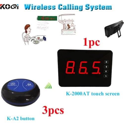 Portable table buzzer call system K-2000AT touch screen W 3pcs K-A3 2-key transmitter