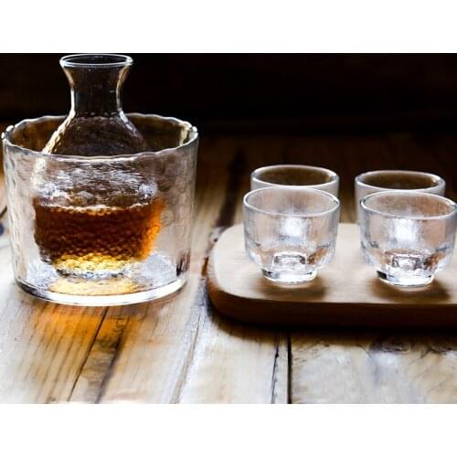 Gilded lead-free glass handmade Japanese sake one pot four cups wine bottle wine set white yellow wine wineware