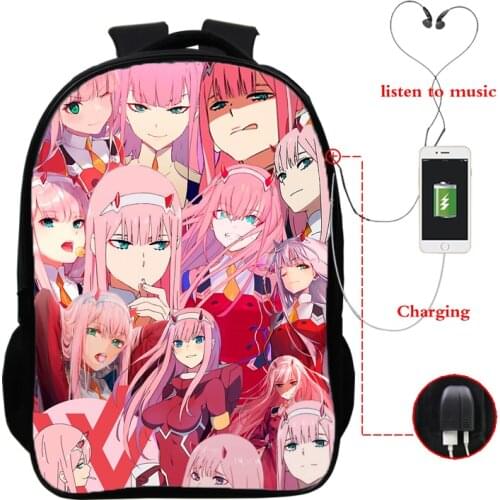 Zero Two Anime Backpack Boys Girls School Bag Teenager Usb Backpacks Darling In The Franxx Women Men College Travel Schoolbags