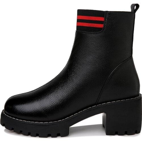 Round-Toe Thick-Heeled Mid-Tube Boots, Solid-Color WomenS Boots With Side Zipper, WomenS Platform Shoes