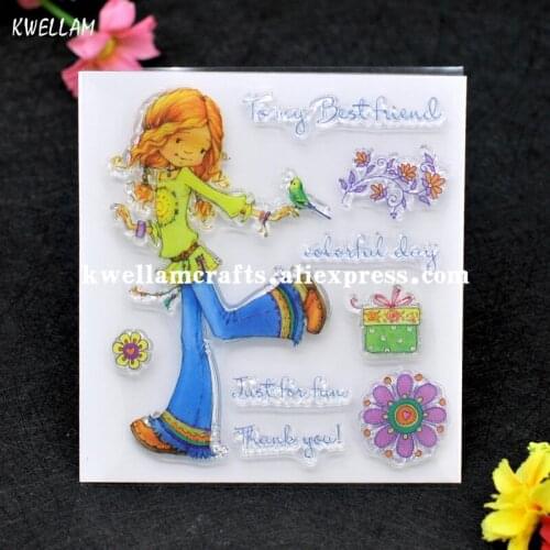 To my best friend Thank you Girl Scrapbook DIY photo cards account rubber stamp clear stamp transparent stamp 10x11cm 7060926