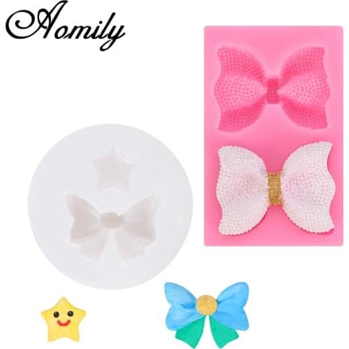 Aomily Bowknot Star Silicone Mold Cake Molds Fondant Molds Sugar Craft Chocolate Moulds Tools Cake Decorating Baking Tools