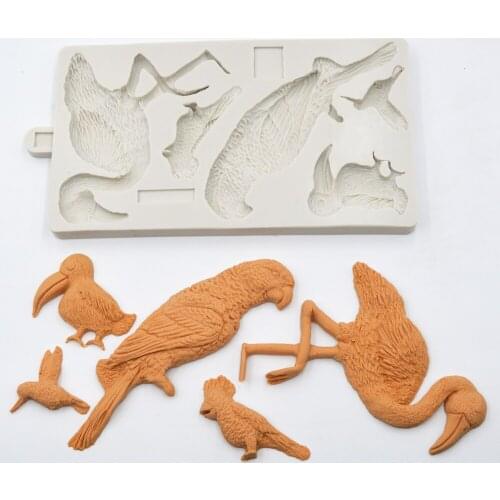 Flamingo Parrot Fondant Cake Decoration Silicone Molds Chocolate Candy Soap Tools
