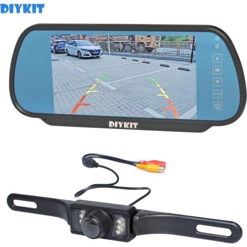 DIYKIT Auto HD Parking System 7" Car Rear View Mirror Monitor IR Night Vision Rear View Car LED Camera