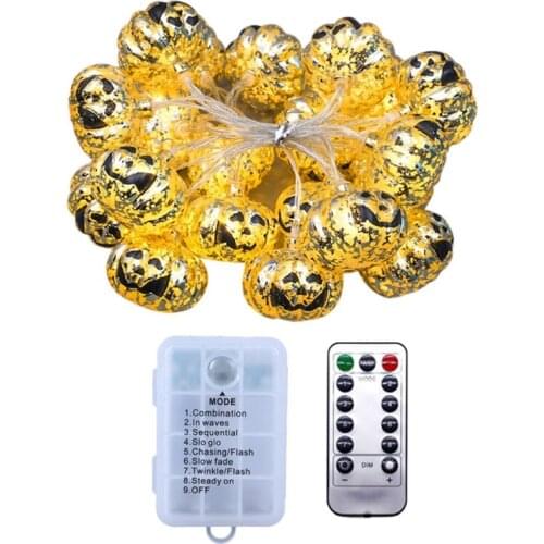 Halloween LED Pumpkin Skull String Lights Double-Side Hollow Style String Light 2 Lengths LED Lights for Halloween Party