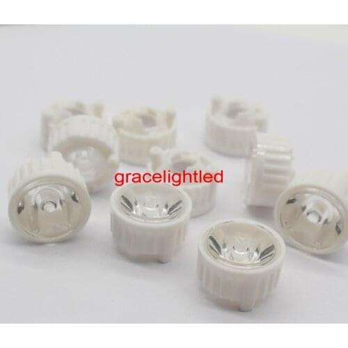 10pcs 20mm 5/15/20/30/45/60/90/120 degrees LED Lens With white Holder For 1W 3W 5W High Power LED Lamp Light