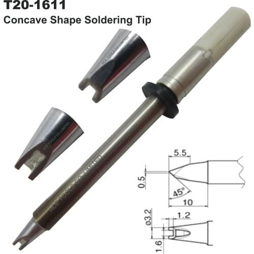 T20-1611 Concave V-groove Soldering Tip Replace For Hakko FX-838 FX838 Station FX-8301 FX-8302 FX8301 FX8302 Lead Free Iron Bit