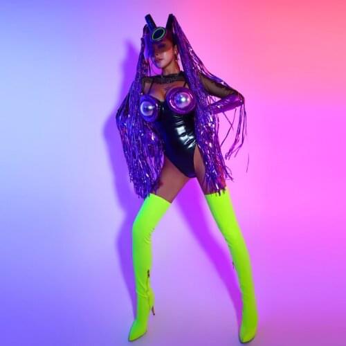 Party Girls Bar Dance Team Women Gogo Dance Costume Female Sexy Bodysuit Dj Costume Pole Dance Clothing Festival Outfits DQS7095