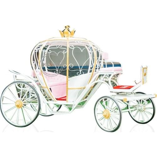 Royal Christmas Metal White Cinderella Pumpkin Horse Drawn Carriage Mobile Tourist Cart for Wedding Decoration