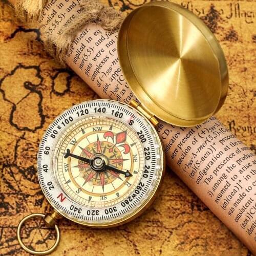 High Quality Camping Hiking Pocket Brass Golden Compass Outdoor Portable Mini Compass Navigation for Outdoor Activities