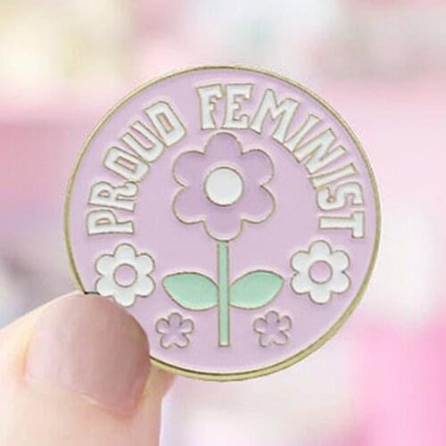 Proud Feminist Feminism Round Brooch Pins Enamel Metal Badges Lapel Pin Brooches Jackets Jeans Fashion Jewelry Accessories