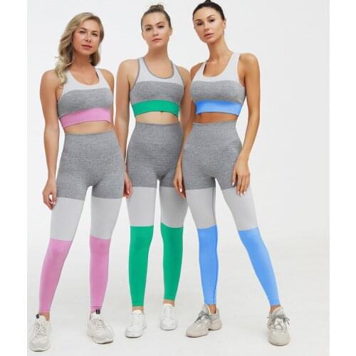 2021 Womens Yoga Set Seamless Sportswear 2-Piece Gym Yoga Clothes Sports Bra + Leggings Running Wear Skinny Sports Set Suits
