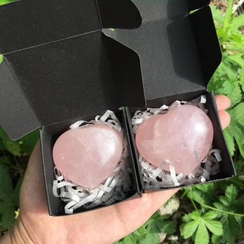 1pcs Natural Rose Crystal Heart Pink Quartz gemstone Heart-shaped Crystals Healing Gift