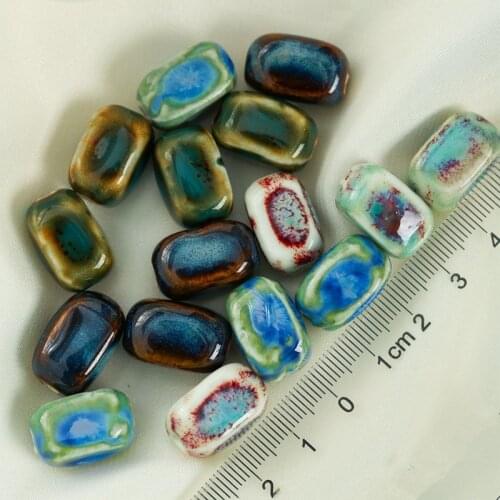 10 PCS 18x12mm Tetragonum Ceramic Beads DIY Loose Beads Handmade Porcelain Spacer Beads For Jewelry Accessories Wholesale