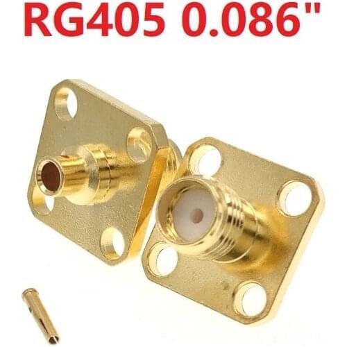 100pcs SMA Female 4-Holes Flange Solder Semi-Rigid RG405 0.086" Cable