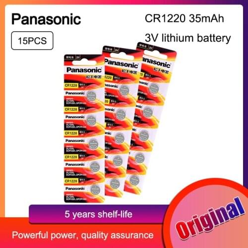15PCS Panasonic CR1220 CR 1220 Button Cell Battery For Remote Key Watch BR1220 ECR1220 GPCR1220 LM1220 DL1220 Lithium Battery