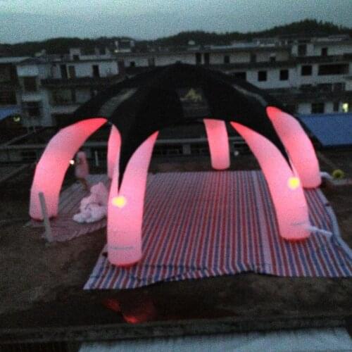 210D oxford multi-legs large led inflatable spider tent beach tent inflatable lighting gazebo with cross arches for events