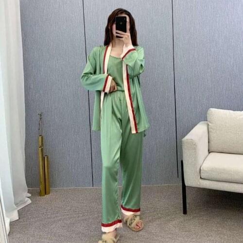 3PCS Women Pajams Sets Bride Dressing Kimono Bathrobe Gown Sexy Rayon Nightgown Sleepwear Nightwear Summer Loungewear Home Wear