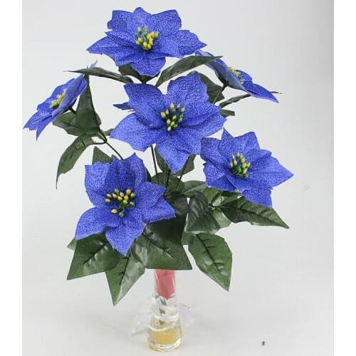 5pcs/set 7 Heads Christmas Artificial Flowers New Simulation Flowers Festival Party Decoration Romantic Dining Table Decorating