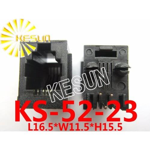 FREE SHIPPING 20PCS x RJ11 52-4P4C with Flange 180degree top-entry PCB Phone Modular Jack Female Telephone Socket LAN Connector