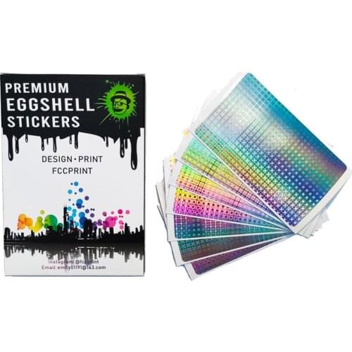 Blank Square-Dot Hologram Eggshell Stickers for Graffiti Street Art Stickers Size 3.937"x2.36"